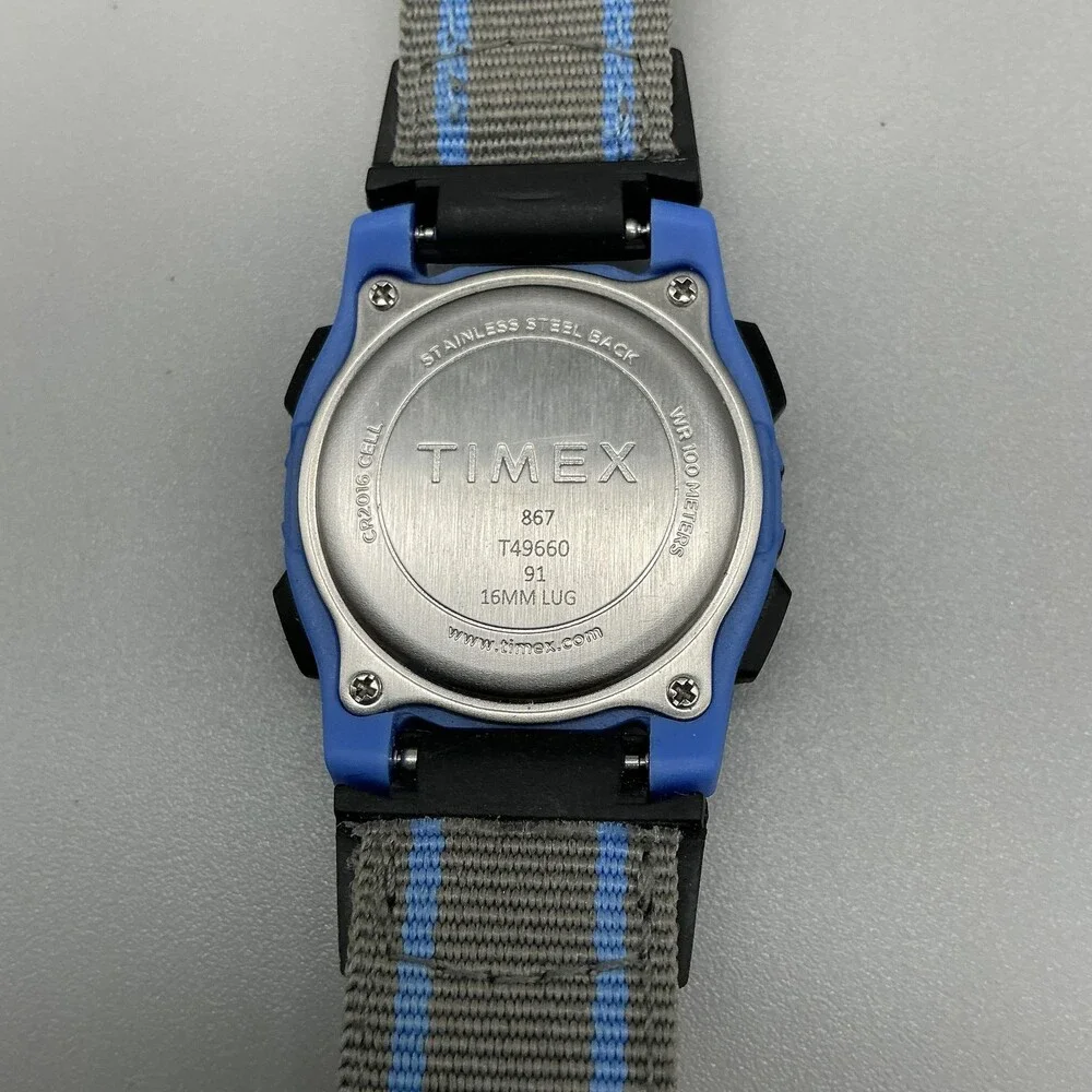 Timex Expedition Unisex Watch 34mm Gray Digital Blue Black Indiglo New Battery